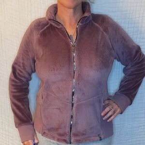 Free Country Plush Plum Purple Faux Fur Zip Jacket w/ Thumbholes Size Me…